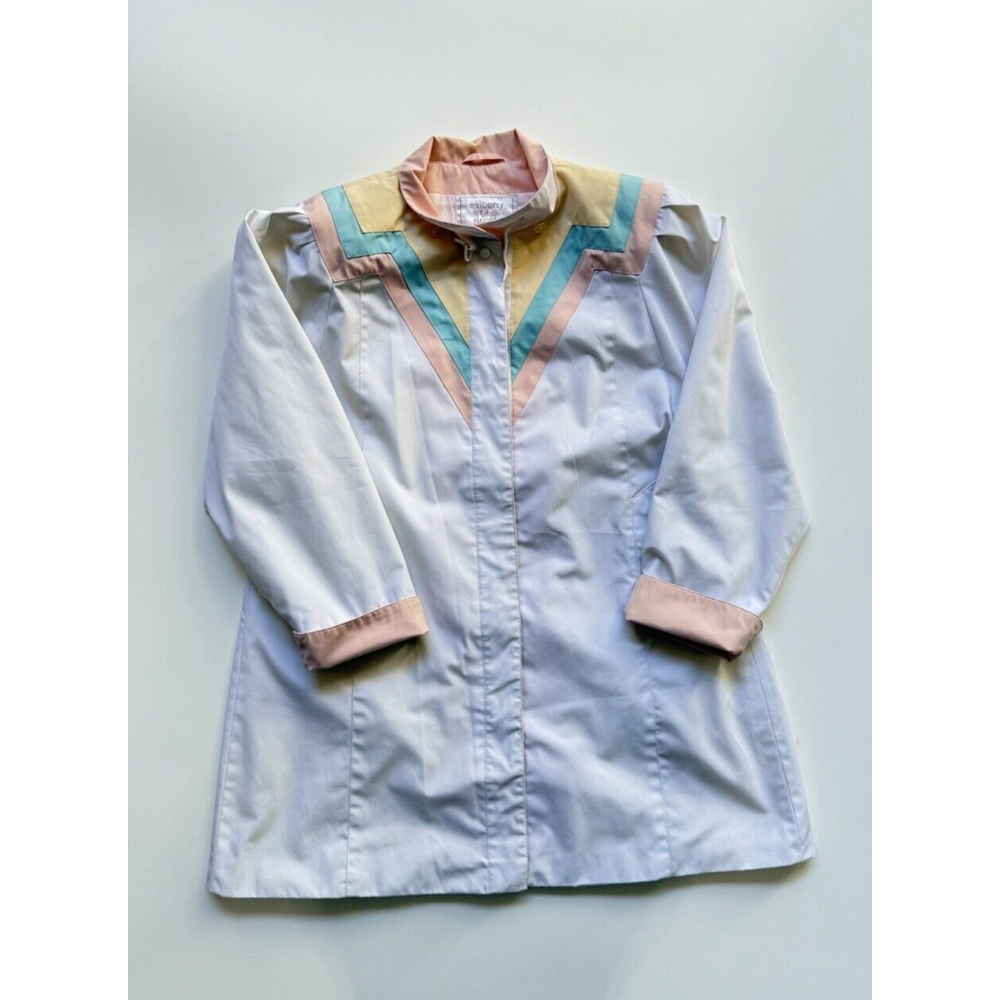Vintage Mulberry Street Jacket Size Medium, White, Peach, Blue, Yellow RN 49469